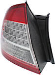 Driver Side, Outer Tail Light, without Bulb, Halogen, Clear and Red Lens