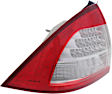 Driver Side, Outer Tail Light, without Bulb, Halogen, Clear and Red Lens