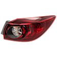 Passenger Side, Outer Tail Light, with Bulb, Halogen, Clear and Red Lens, Hatchback/Standard Type, Japan Built Vehicle