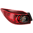 2017 Mazda 3 - Driver Side, Outer Halogen Tail Light, With bulb(s),  Mounts On Body, Japan or Mexico Built Vehicle, OE Replacement, Hatchback, CAPA Certified