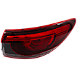 Passenger Side, Outer Tail Light, with Bulb, LED, Red and Smoked Lens, CAPA CERTIFIED
