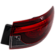 Passenger Side, Outer Tail Light, with Bulb, LED, Red and Smoked Lens, CAPA CERTIFIED
