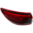Driver Side, Outer Tail Light, with Bulb, LED, Red and Smoked Lens, CAPA CERTIFIED