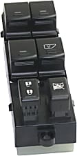 Front, Driver Side Window Switch, Black, 6-Button