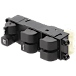 Front, Driver Side Window Switch, Black, 6-Button