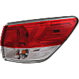 Passenger Side Tail Light, with Bulb, Halogen, Clear and Red Lens, Except Hybrid Models