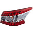 Passenger Side, Outer Tail Light, with Bulb, Halogen, Clear and Red Lens