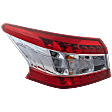 Driver Side, Outer Tail Light, with Bulb, Halogen, Clear and Red Lens, CAPA CERTIFIED