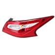 Passenger Side, Outer Tail Light, with Bulb, Halogen, Clear Red Lens, Chrome Interior, 16-17 Base/S/SL/SV Models, CAPA CERTIFIED