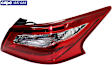 Passenger Side, Outer Tail Light, with Bulb, Halogen, Clear Red Lens, Chrome Interior, 16-17 Base/S/SL/SV Models, CAPA CERTIFIED