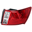 Passenger Side Tail Light, without Bulb, Halogen, Clear and Red Lens, Sedan