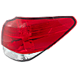 Passenger Side, Outer Tail Light, without Bulb, Halogen, Clear and Red Lens, CAPA CERTIFIED