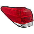 Driver Side, Outer Tail Light, without Bulb, Halogen, Clear and Red Lens