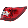 Passenger Side, Outer Tail Light, with Bulb, Halogen, Red Lens