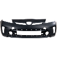 Front Primed Bumper Cover, Without Headlight Washer Holes, For Plug-In Models With Halogen Headlights, CAPA Certified