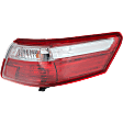 Passenger Side, Outer Tail Light, with Bulb, Halogen, Clear and Red Lens, Except Hybrid Model, USA Built Vehicle