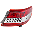 Passenger Side, Outer Halogen Tail Light, With bulb(s), Halogen, Clear and Red Lens, Except Hybrid Model, USA Built Vehicle