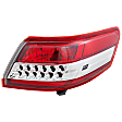 Passenger Side, Outer Halogen Tail Light, With bulb(s), Halogen, Clear and Red Lens, Except Hybrid Model, USA Built Vehicle