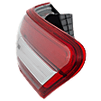 Passenger Side, Outer Halogen Tail Light, With bulb(s), Halogen, Clear and Red Lens, Except Hybrid Model, USA Built Vehicle