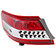 Driver Side, Outer Tail Light, with Bulb, Halogen, Clear and Red Lens, Except Hybrid Model, USA Built Vehicle