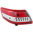 Driver Side, Outer Tail Light, with Bulb, Halogen, Clear and Red Lens, Except Hybrid Model, USA Built Vehicle