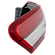 Driver Side, Outer Tail Light, with Bulb, Halogen, Clear and Red Lens, Except Hybrid Model, USA Built Vehicle