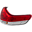 Passenger Side, Outer Tail Light, with Bulb, Halogen, Clear and Red Lens, Except SE Model, CAPA CERTIFIED