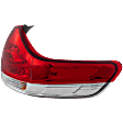 Passenger Side, Outer Tail Light, with Bulb, Halogen, Clear and Red Lens, Except SE Model, CAPA CERTIFIED