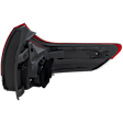 Driver Side, Outer Tail Light, with Bulb, Halogen, Clear and Red Lens, Except SE Model, CAPA CERTIFIED