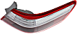 Passenger Side, Outer Tail Light, with Bulb, LED, Clear and Red Lens, Hybrid Model, Japan/USA Built Vehicle