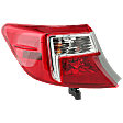 Driver Side, Outer Tail Light, with Bulb, Halogen, Clear and Red Lens