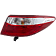 Passenger Side, Outer Tail Light, with Bulb, Halogen, Clear and Red Lens, CAPA CERTIFIED
