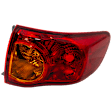Passenger Side, Outer Tail Light, without Bulb, Halogen, Clear and Red Lens, Mounts on Body, Japan Built Vehicle, CAPA Certified