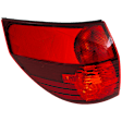 Driver Side, Outer Tail Light, with Bulb, Halogen, Clear and Red Lens
