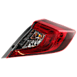 2016-2021 Honda Civic - Passenger Side, Outer Tail Light, with Bulb, Halogen, Clear and Red Lens, Sedan, CAPA CERTIFIED