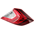Passenger Side, Outer Tail Light, with Bulb, Halogen, Clear and Red Lens, Sedan, CAPA CERTIFIED