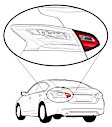 Driver Side, Inner Tail Light, with Bulb, Halogen, Clear Red Lens, Chrome Interior, 16-17 Base/S/SL/SV Models (17 Without Sport Package)