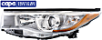 Driver Side Headlight, with Bulb, Halogen, with Smoked Chrome Accent, CAPA Certified