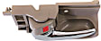 Front or Rear, Driver Side Interior Door Handle, Brown Bezel with Chrome Lever, with Door Lock Button, Sedan