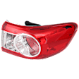 Passenger Side, Outer Tail Light, with Bulb, Halogen, Clear and Red Lens, North America Built Vehicle