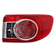 Passenger Side, Outer Tail Light, with Bulb, Halogen, Clear and Red Lens, North America Built Vehicle, CAPA CERTIFIED