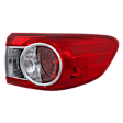 Passenger Side, Outer Tail Light, with Bulb, Halogen, Clear and Red Lens, North America Built Vehicle, CAPA CERTIFIED