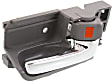 Front or Rear, Passenger Side Interior Door Handle, Gray Bezel with Chrome Lever, with Door Lock Button, Sedan