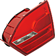 Passenger Side, Inner Tail Light, with Bulb, Halogen, Clear and Red Lens