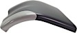 Front, Passenger Side Bumper End, Painted Black and Silver Plastic