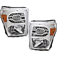 2014 Ford F-450 Super Duty - Driver and Passenger Side Halogen Headlight, Without bulb(s), OE Replacement