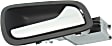 Rear, Passenger Side Black bezel with silver lever Interior Door Handle