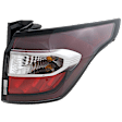 Passenger Side, Outer Tail Light, with Bulb, Halogen, Red and Clear Lens, Chrome Interior