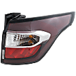 Passenger Side, Outer Tail Light, with Bulb, Halogen, Red and Clear Lens, Chrome Interior, CAPA Certified