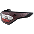 Passenger Side, Outer Tail Light, with Bulb, Halogen, Red and Clear Lens, Chrome Interior, CAPA Certified